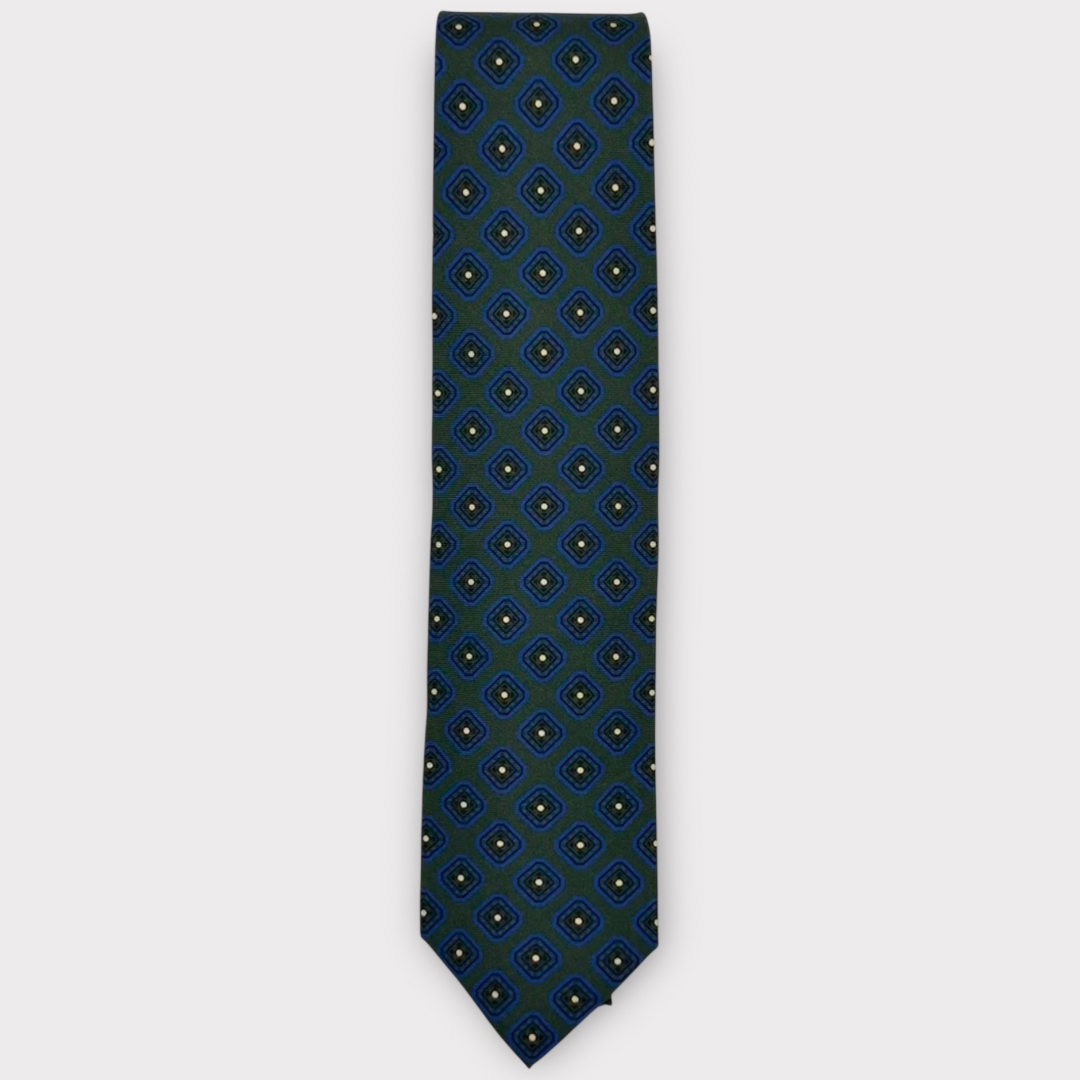 Navy on Green medallion Tie