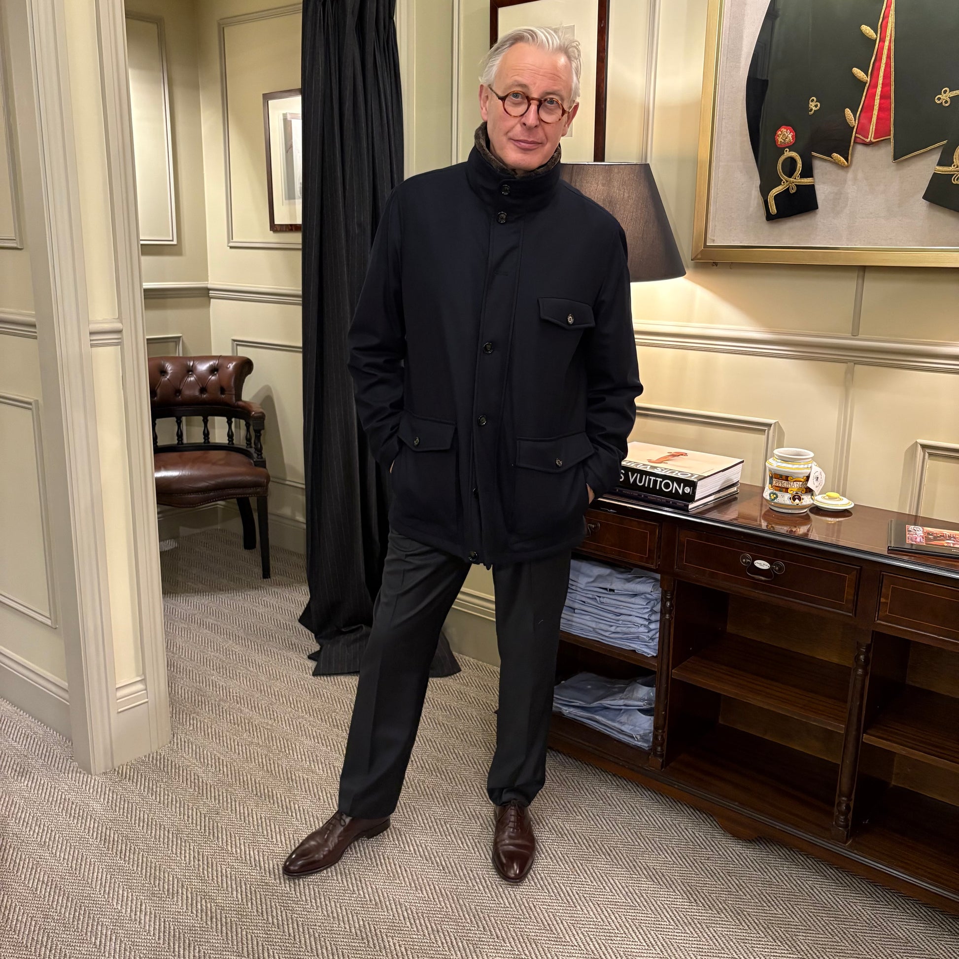 Rhodes Wood quilted jacket with detachable Lambskin collar
