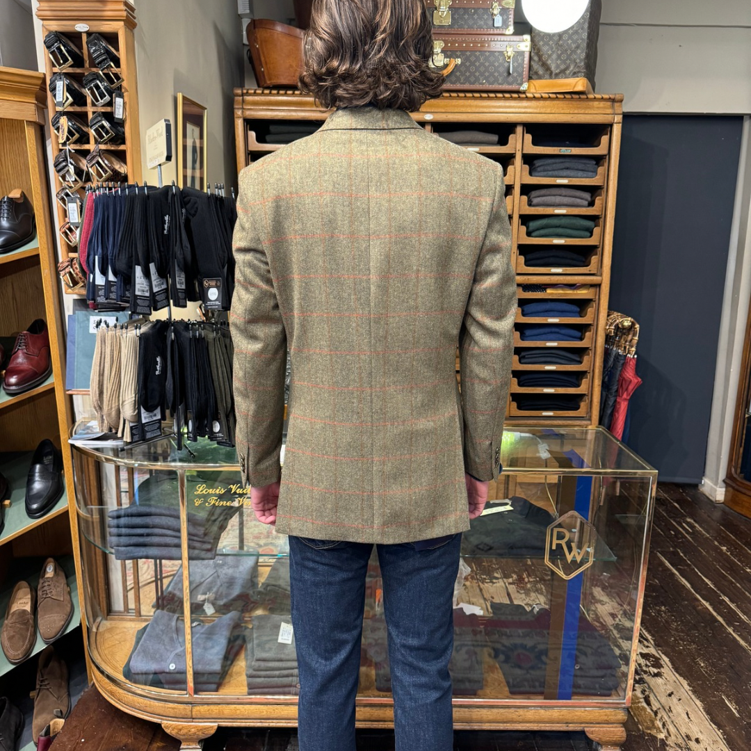 Jacket with Orange window pane Check