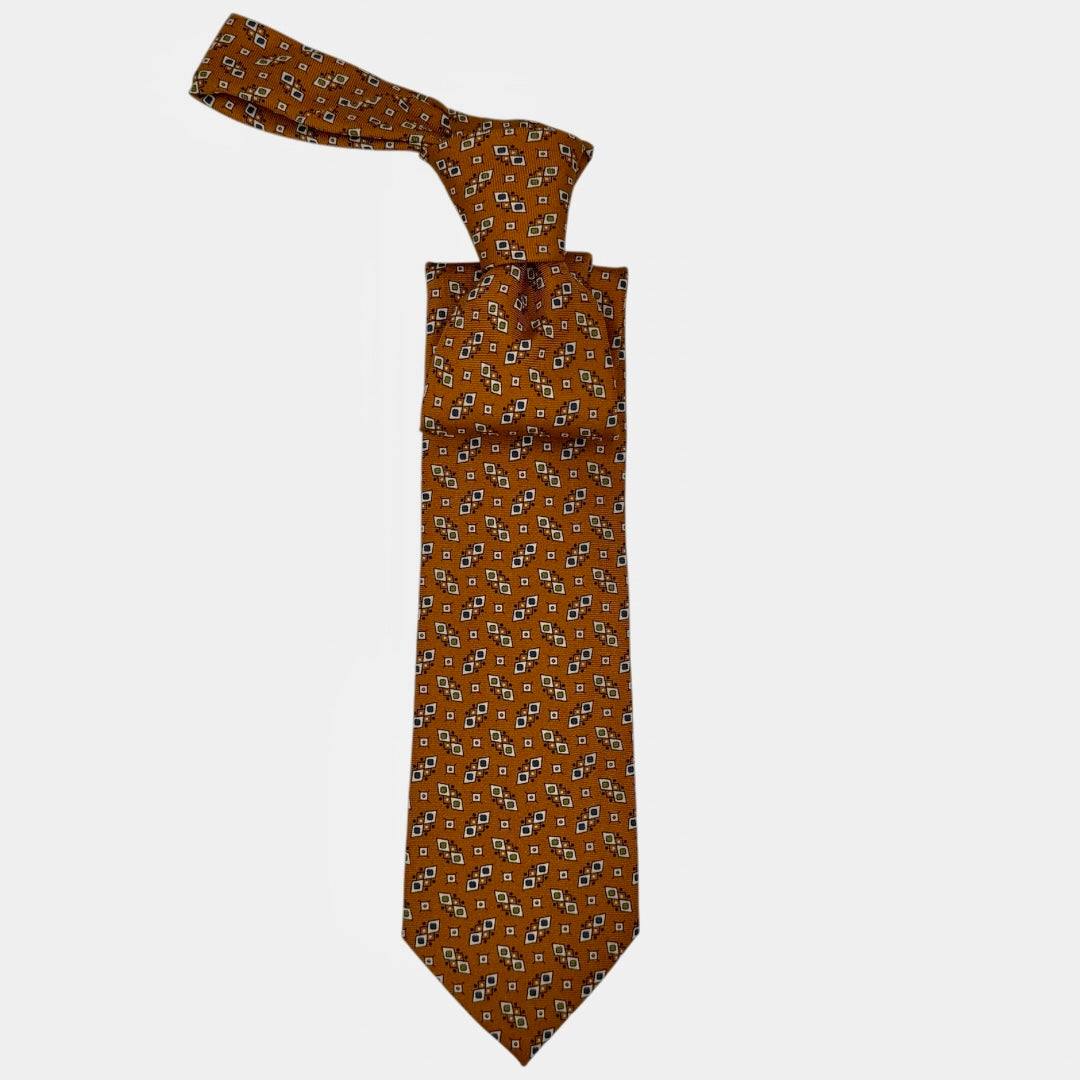 Amber Geometric Tie