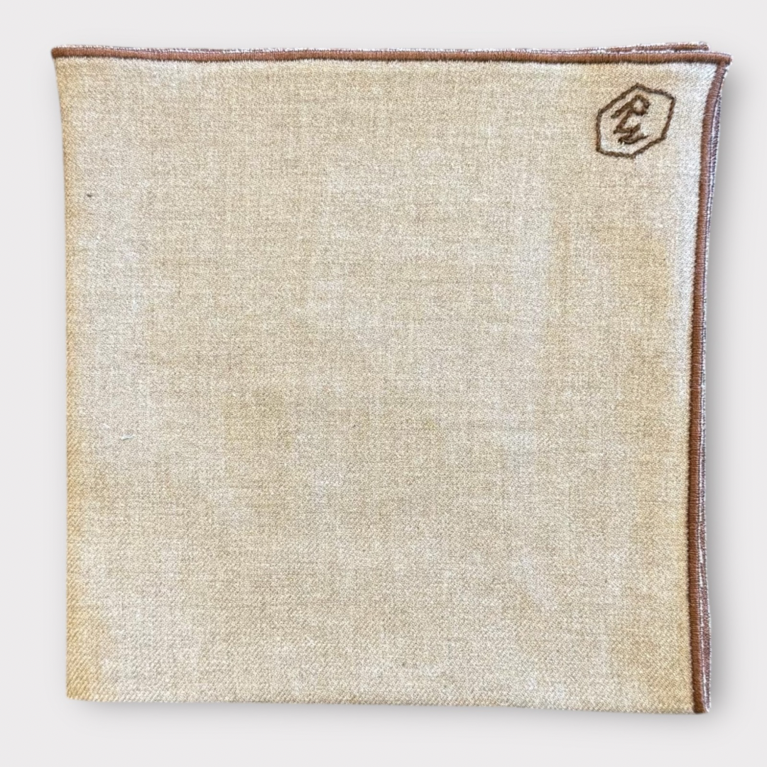 Linen pocket square with contrast piping