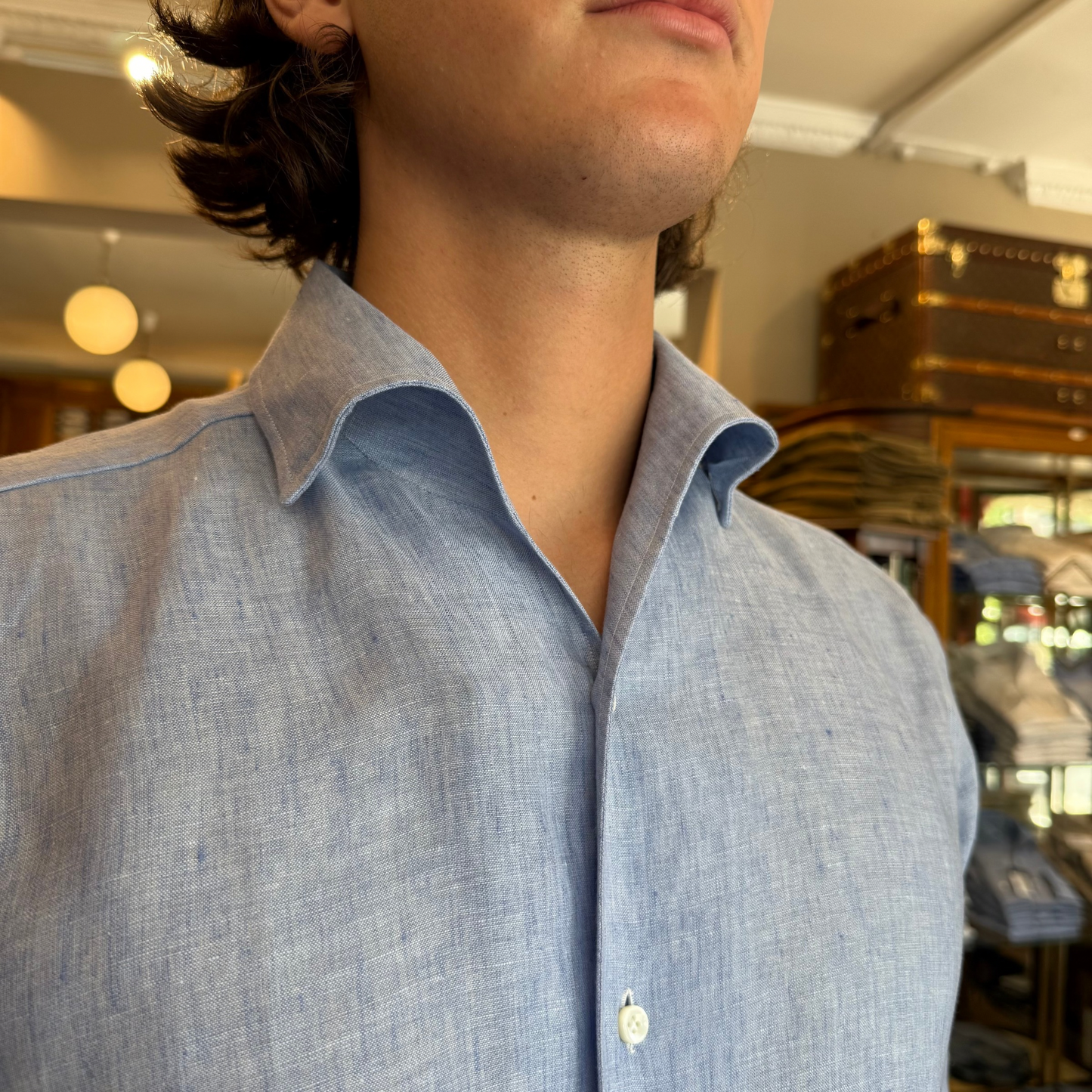 Linen blind button down shirt