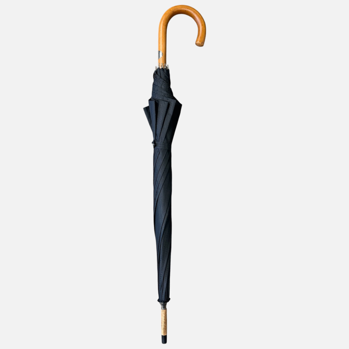 Charcoal grey rope design umbrella with a smooth malacca handle 