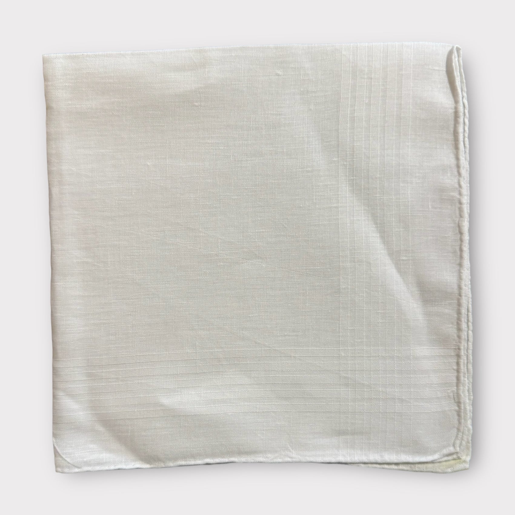 White Linen pocket square with hand rolled edges 