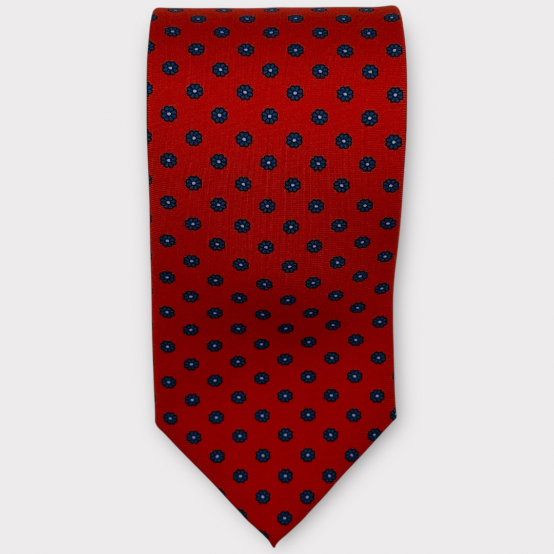 Red and Navy Blue Medallion Tie