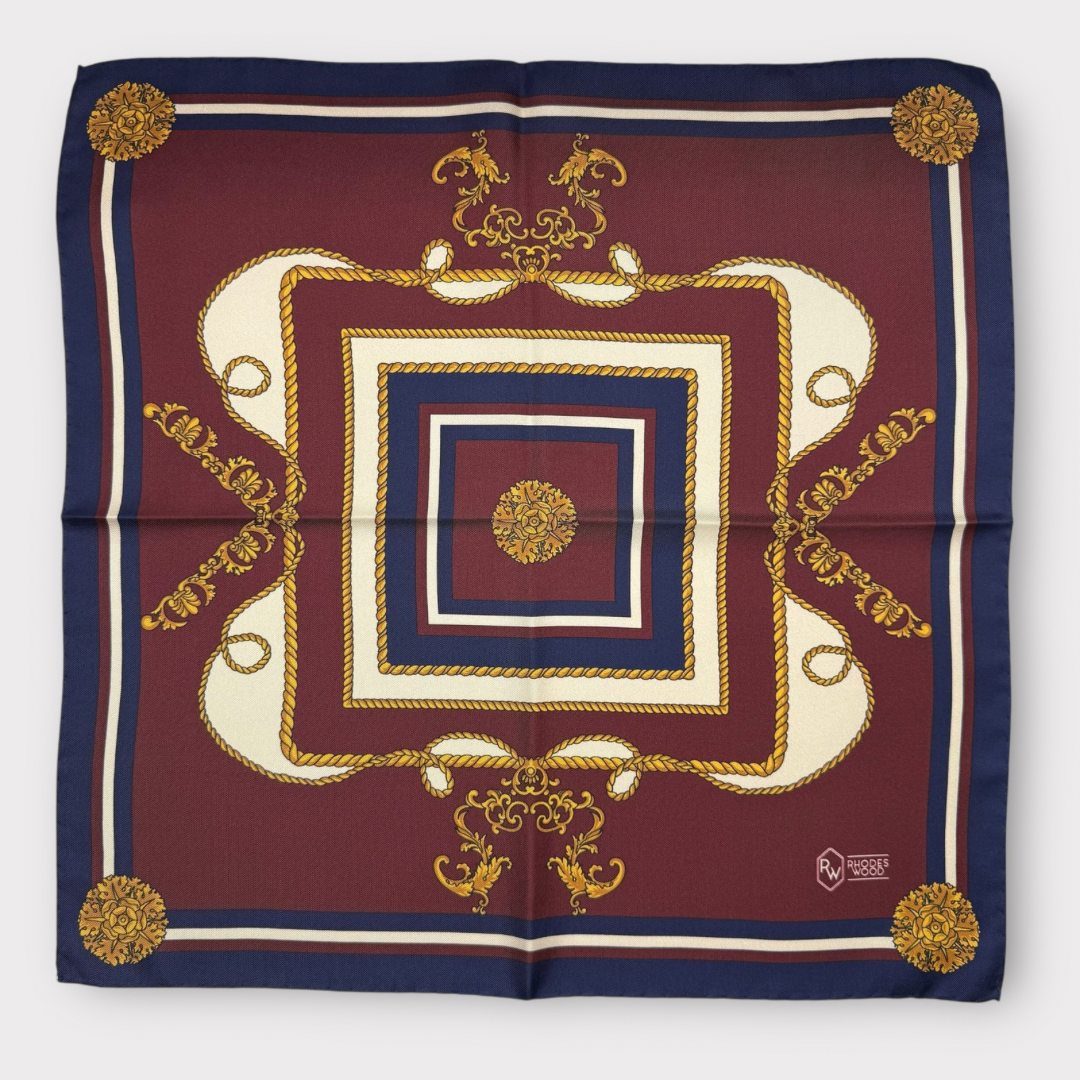 Rhodes Wood chain & rope pocket square