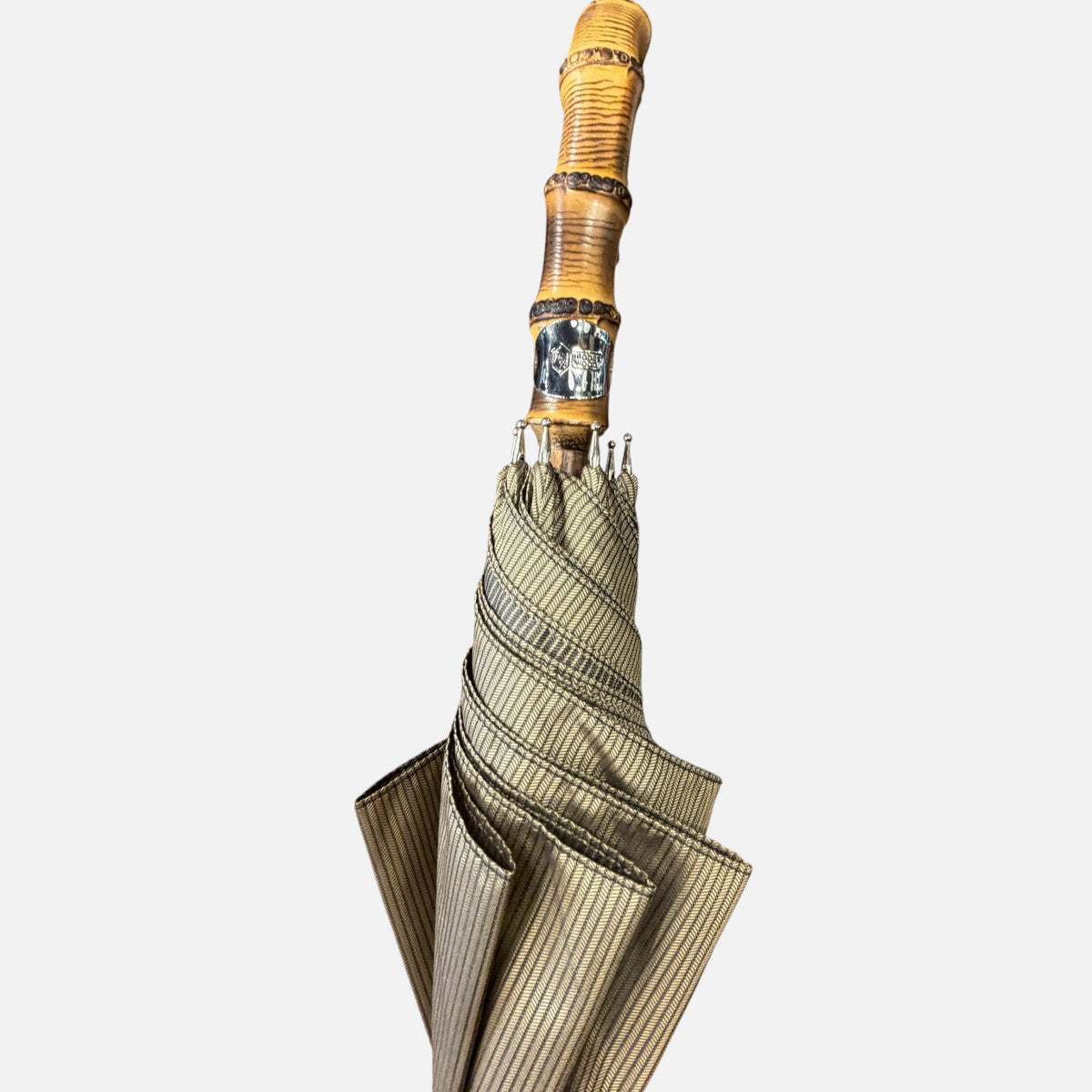 Beige stripe umbrella with a Wanghee handle