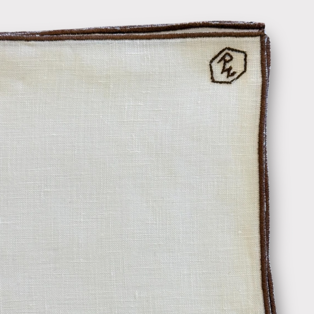Linen pocket square with contrast piping