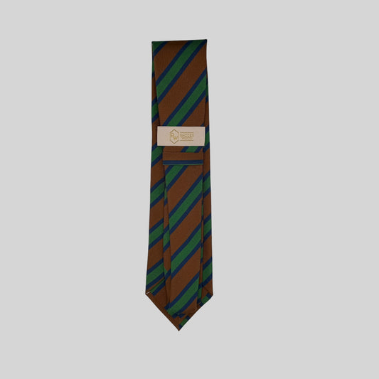 Brown Green & Navy Stripe Tie