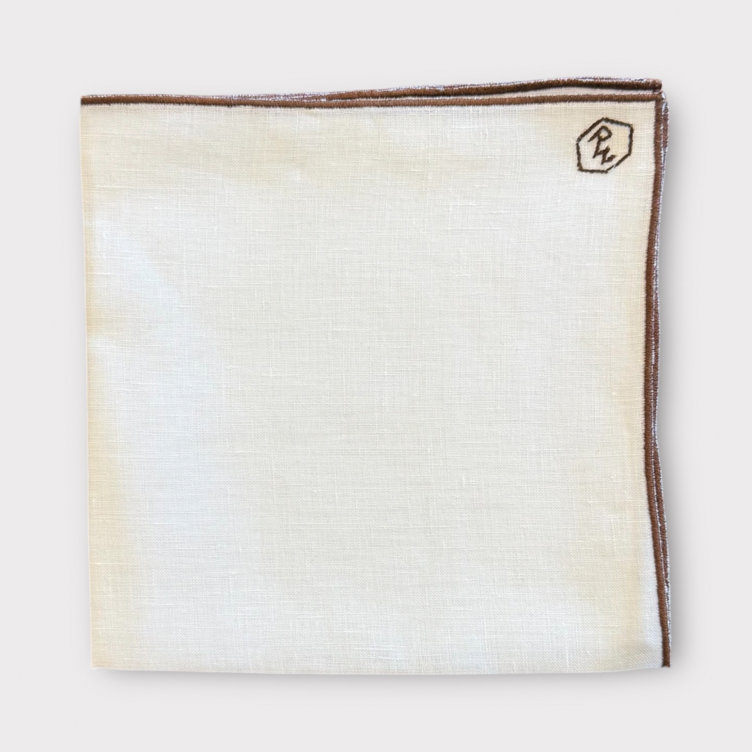 Linen pocket square with contrast piping