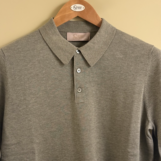 Cotton long sleeve knitted polo shirt