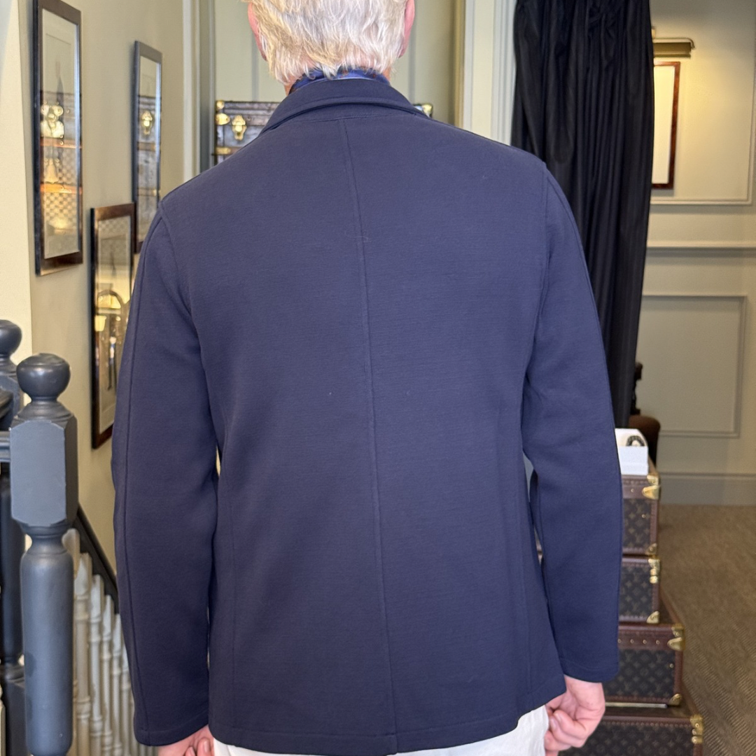 Navy Cotton Knitted Blazer
