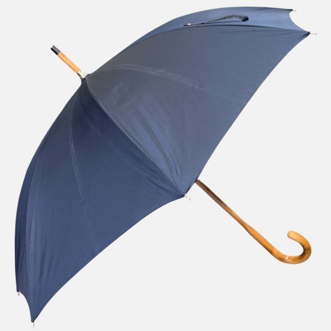 Navy Stripe umbrella with a malacca handle 