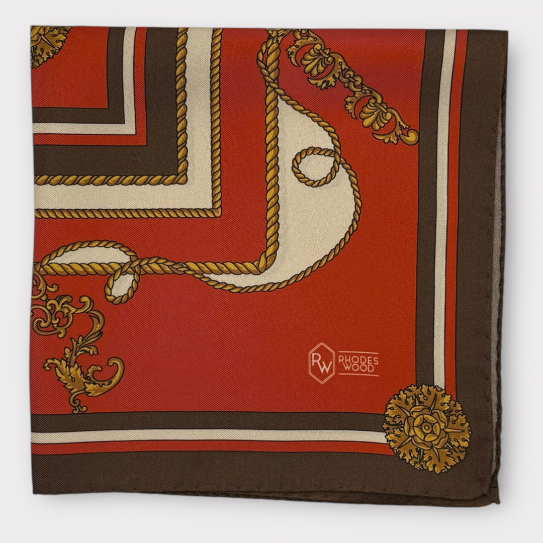Rhodes Wood chain & rope pocket square