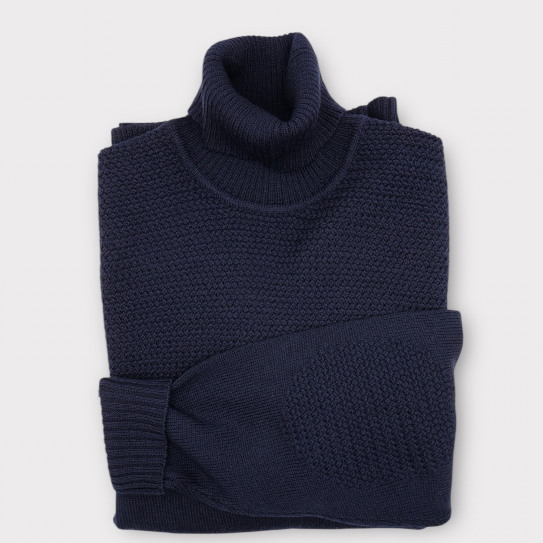 Textured Merino Roll neck