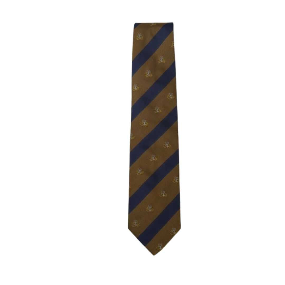 Rhodes Wood Beige and Navy club stripe tie 