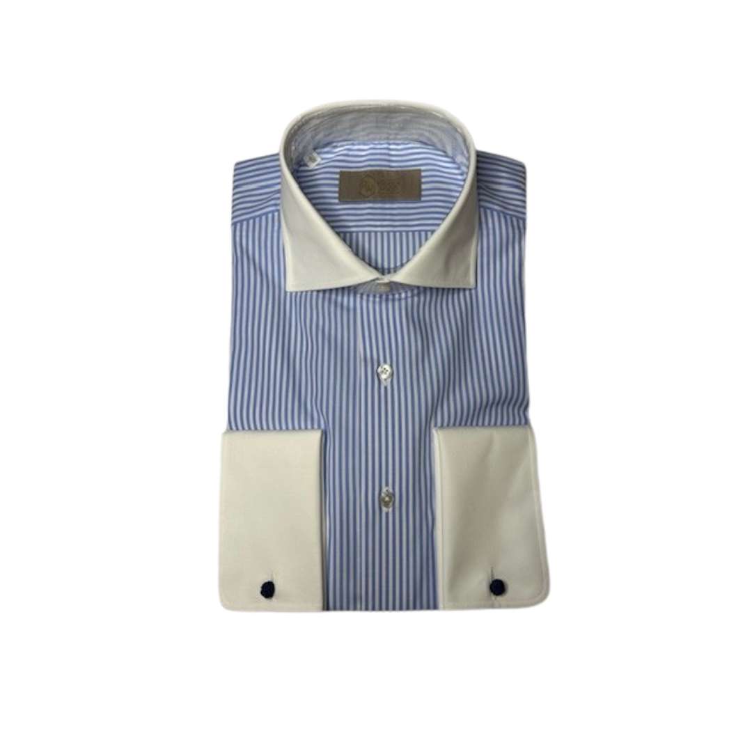 Rhodes Wood Bengal stripe with White collar and Cuff Italian Shirt  