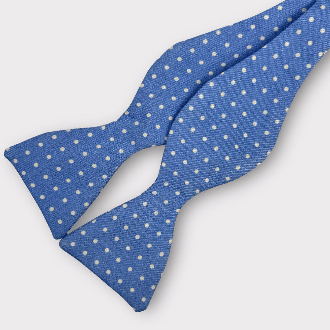 Blue and White spot Bow tie