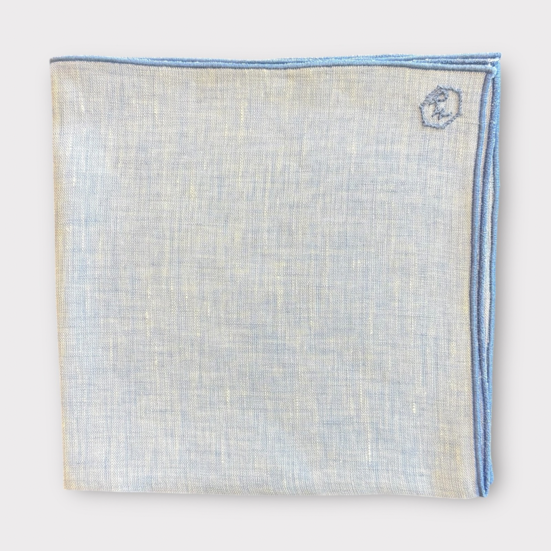 Linen pocket square with contrast piping