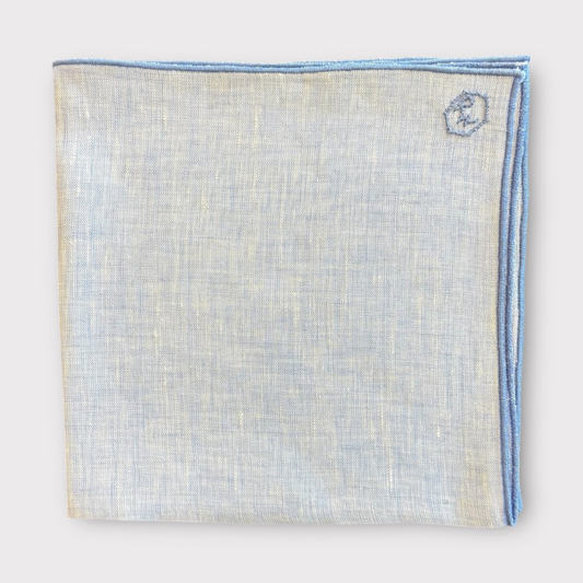 Linen pocket square with contrast piping