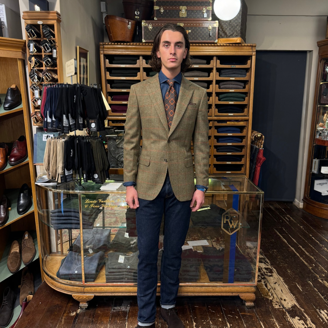 Pane Check Jacket with Orange window pane Check – Rhodes Wood