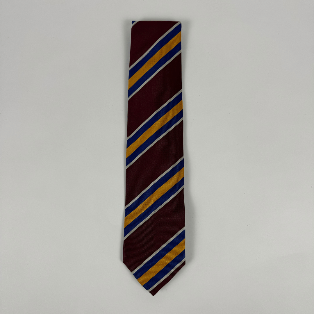 Claret, Yellow and Blue striped tie