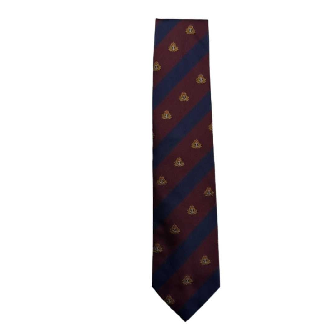 Rhodes Wood Claret and Navy club stripe tie 