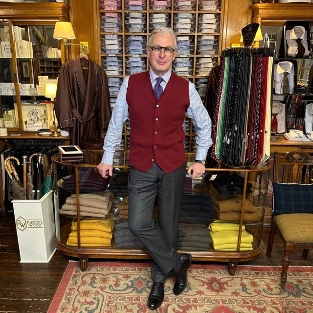Rhodes Wood Claret knitted waistcoat 