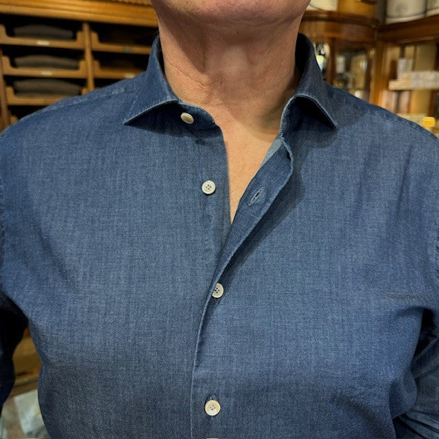 Rhodes wood denim shirt collar 