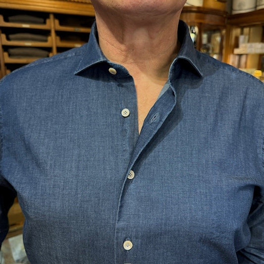 Rhodes wood denim shirt collar 