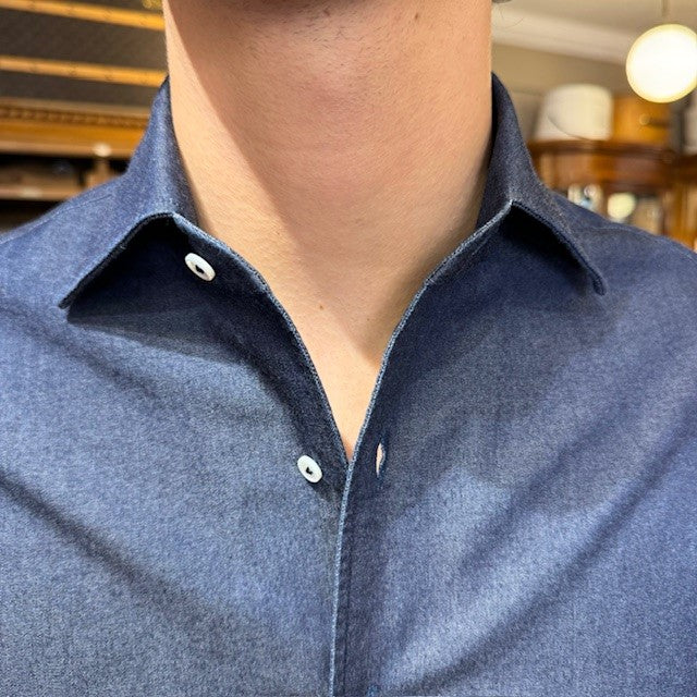 Rhodes Wood casual slim fit denim shirt  collar