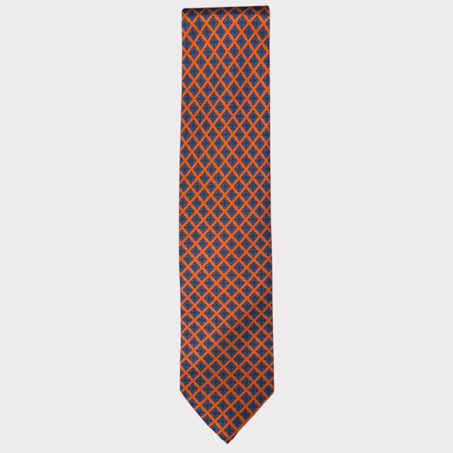Orange and Navy small Medallion Tie
