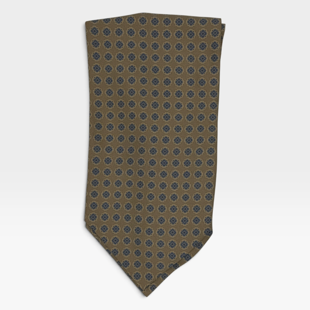 Camel and Navy Ascot in a medallion pattern 