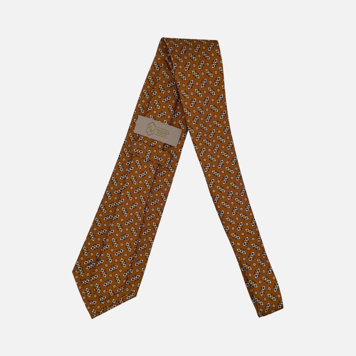 An amber colour geometric necktie 