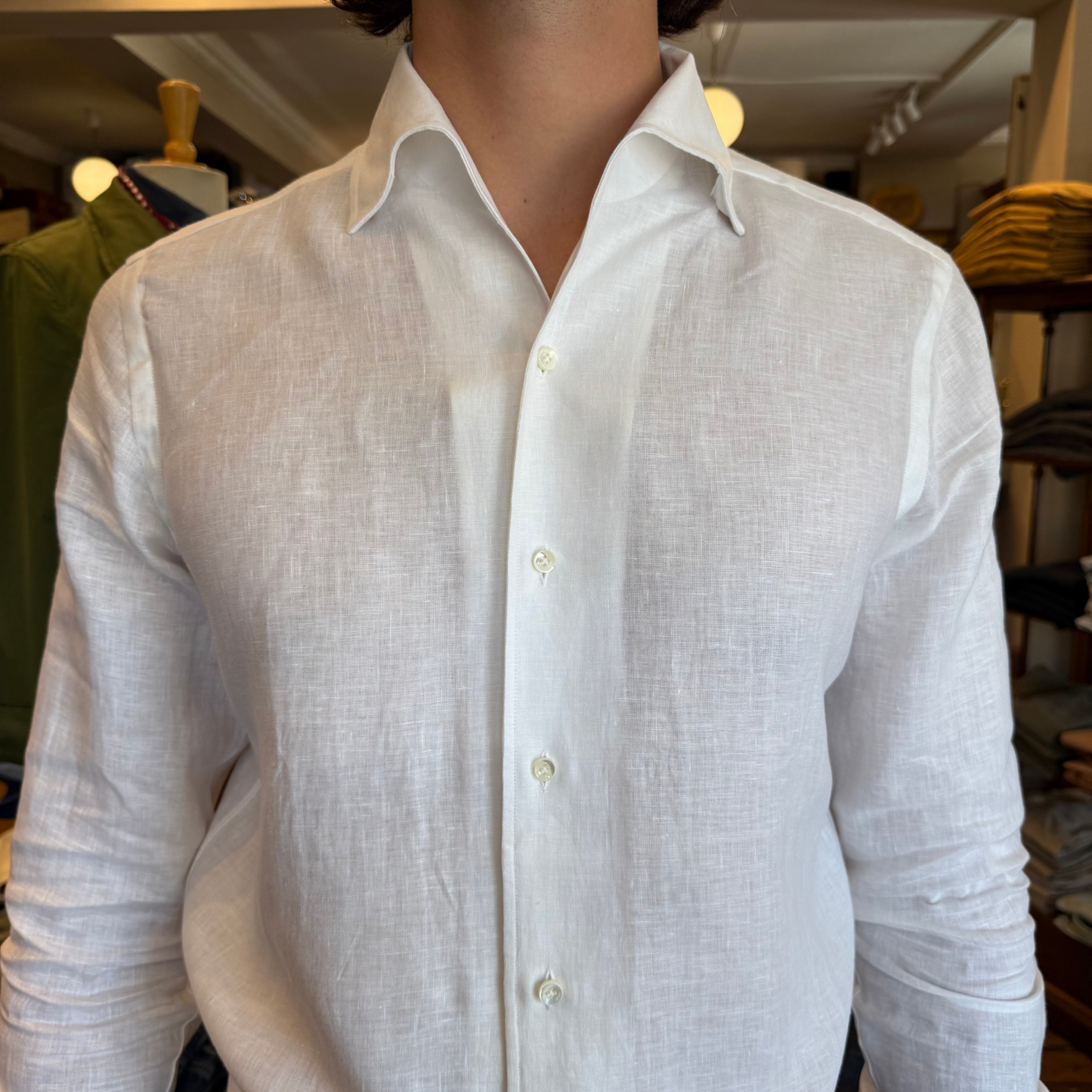 Linen blind button down shirt