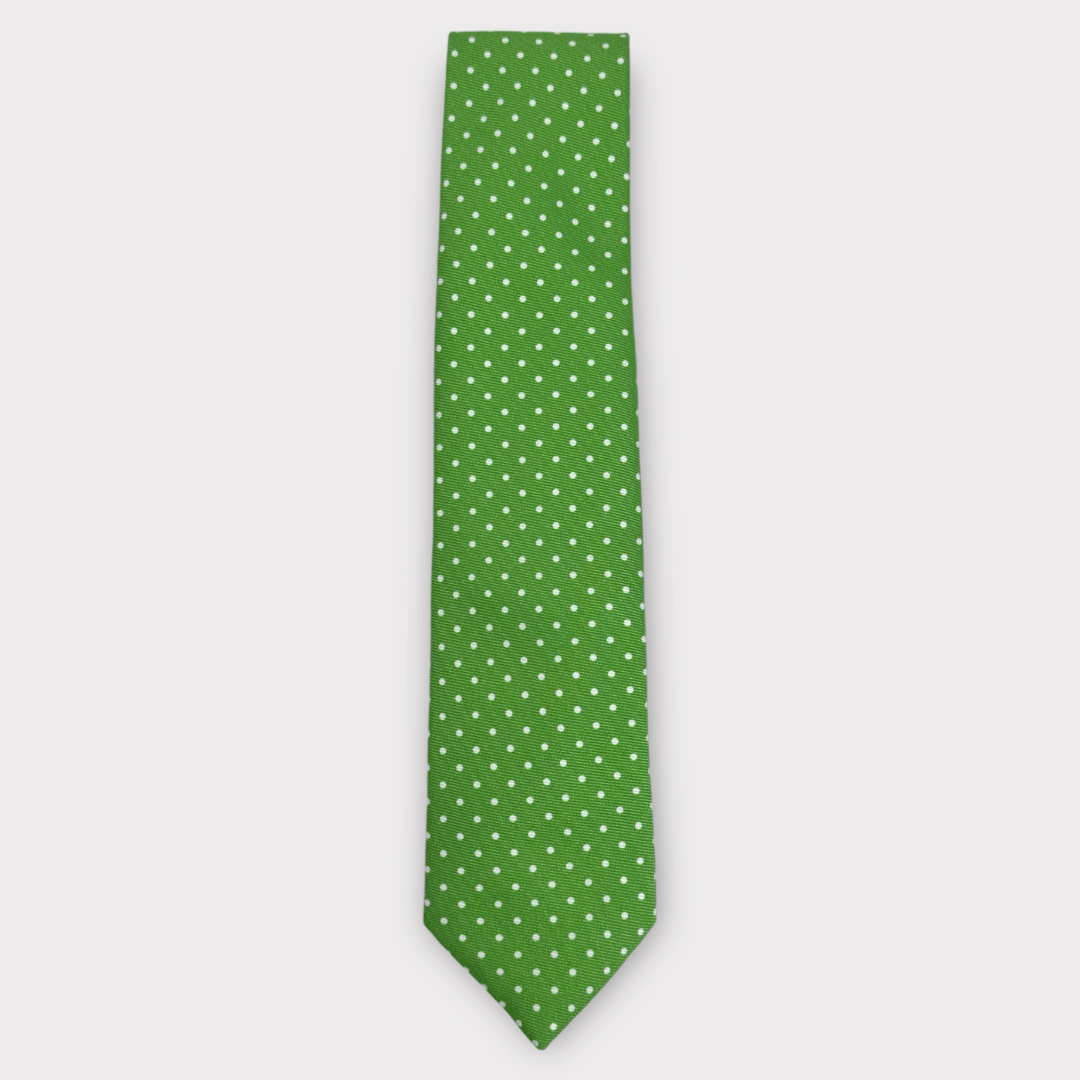 green and white spot tie – Rhodes Wood