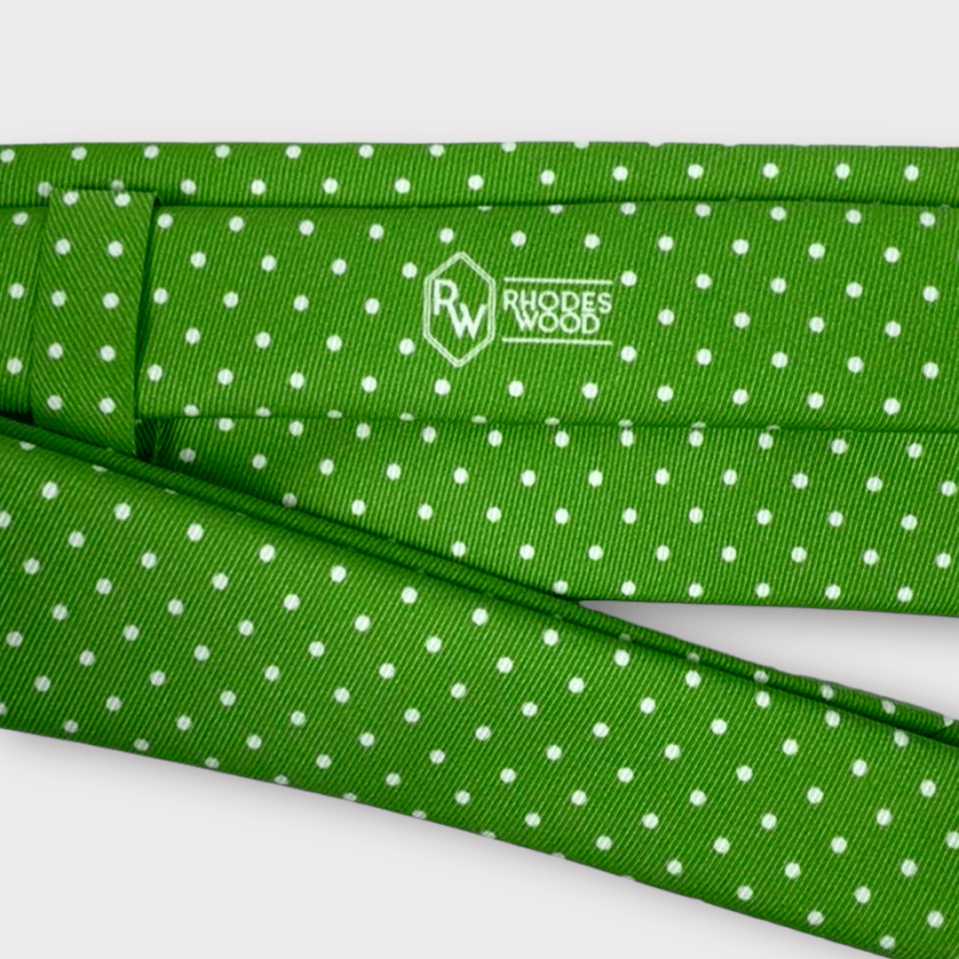 green and white spot tie – Rhodes Wood