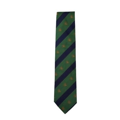Rhodes Wood Green and Navy  club stripe tie 