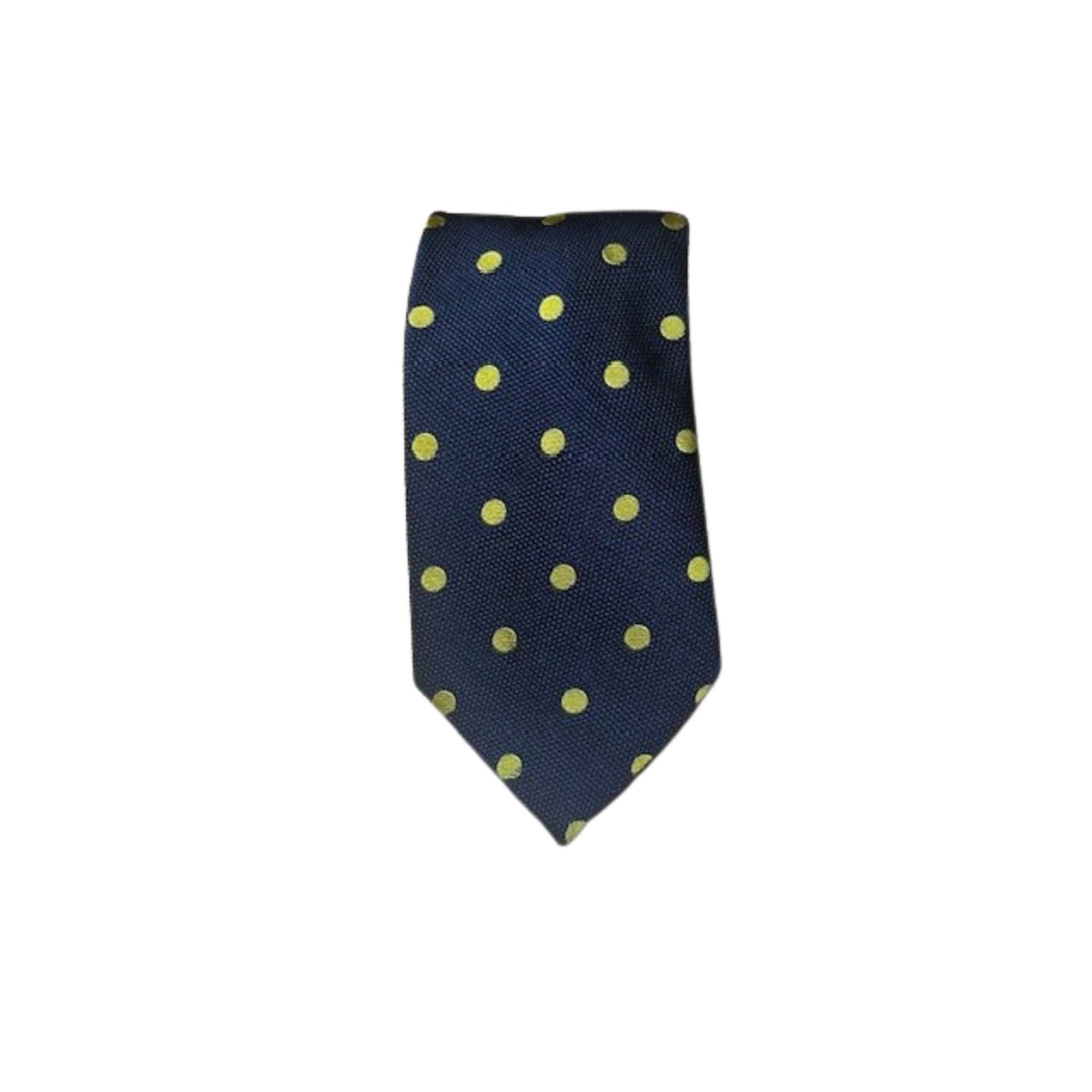 Rhodes Wood Navy and Yellow spot tie