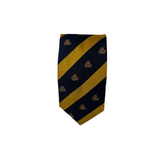 Rhodes Wood Yellow and Navy club stripe tie 