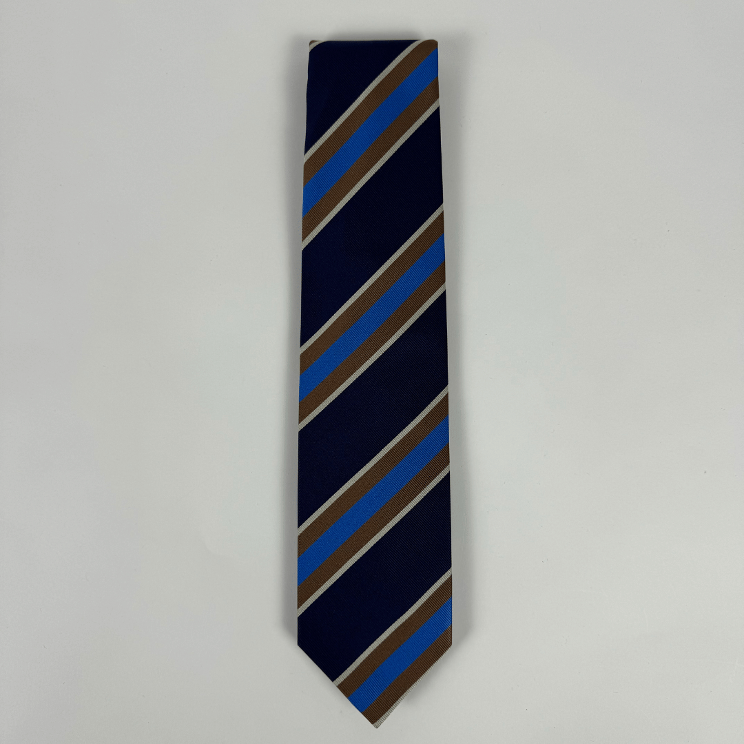 Navy, Brown and Blue Striped tie