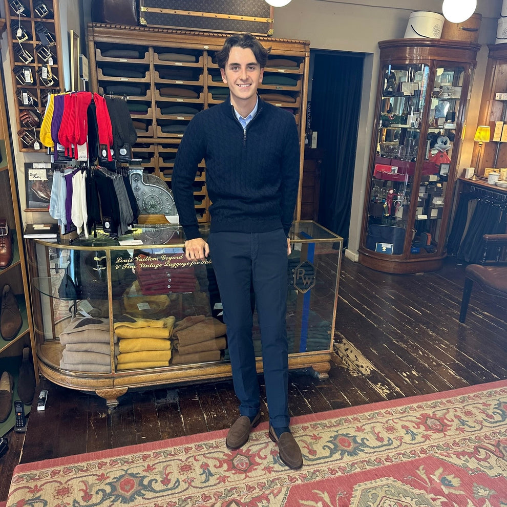 Cashmere cable knit 1/4 zip Rhodes Wood