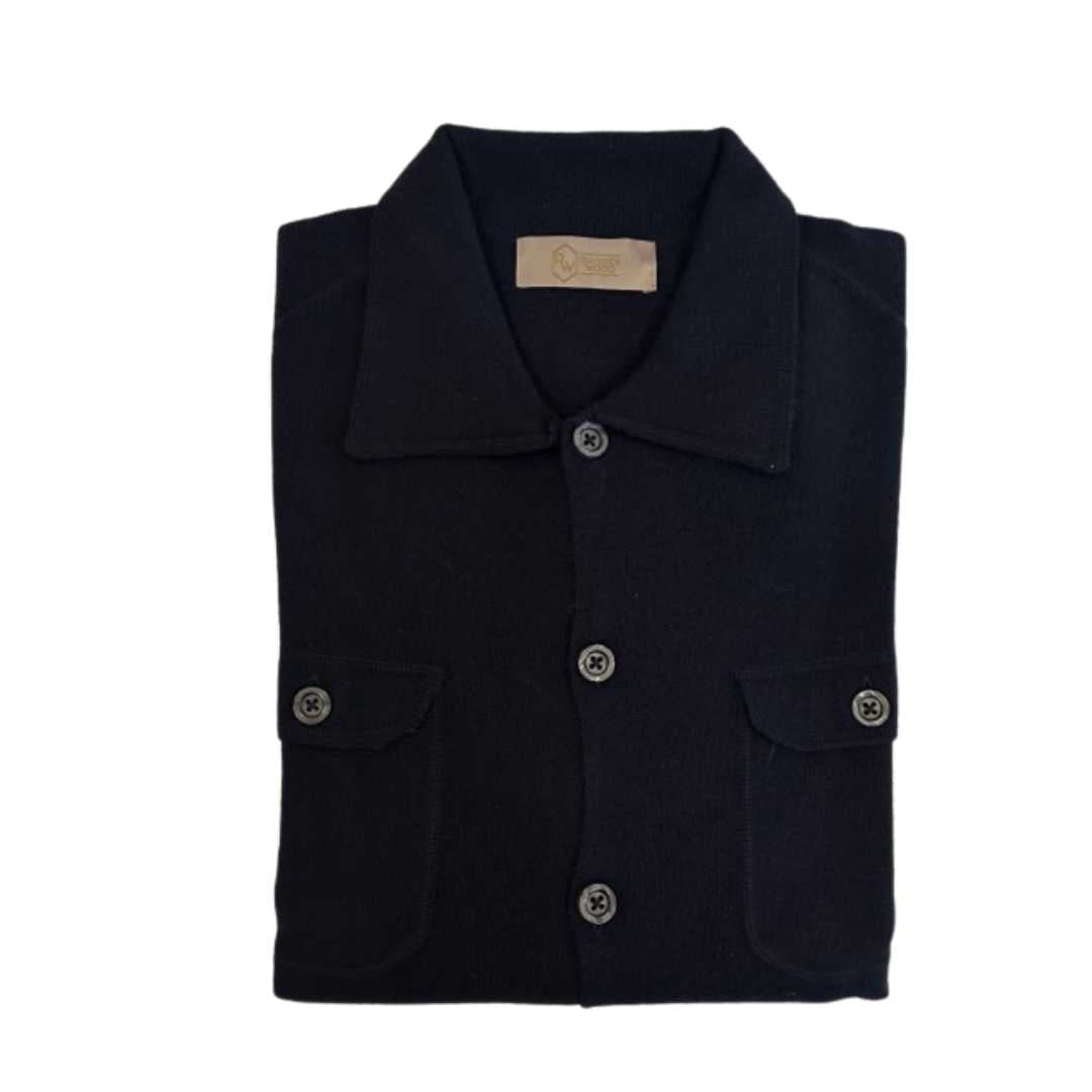 Rhodes Wood Navy  knitted overshirt