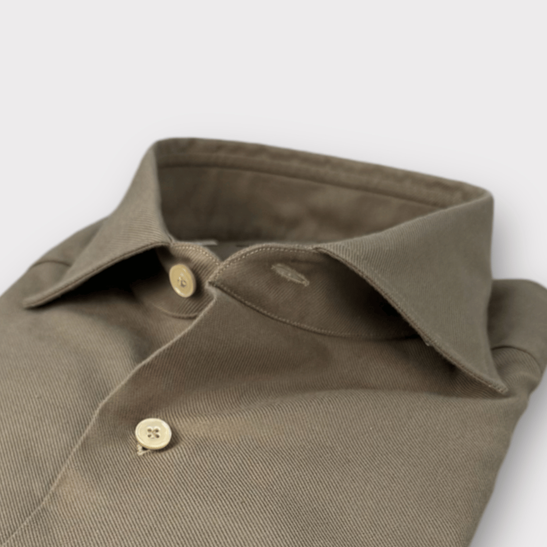 Khaki Soft cotton twill shirt