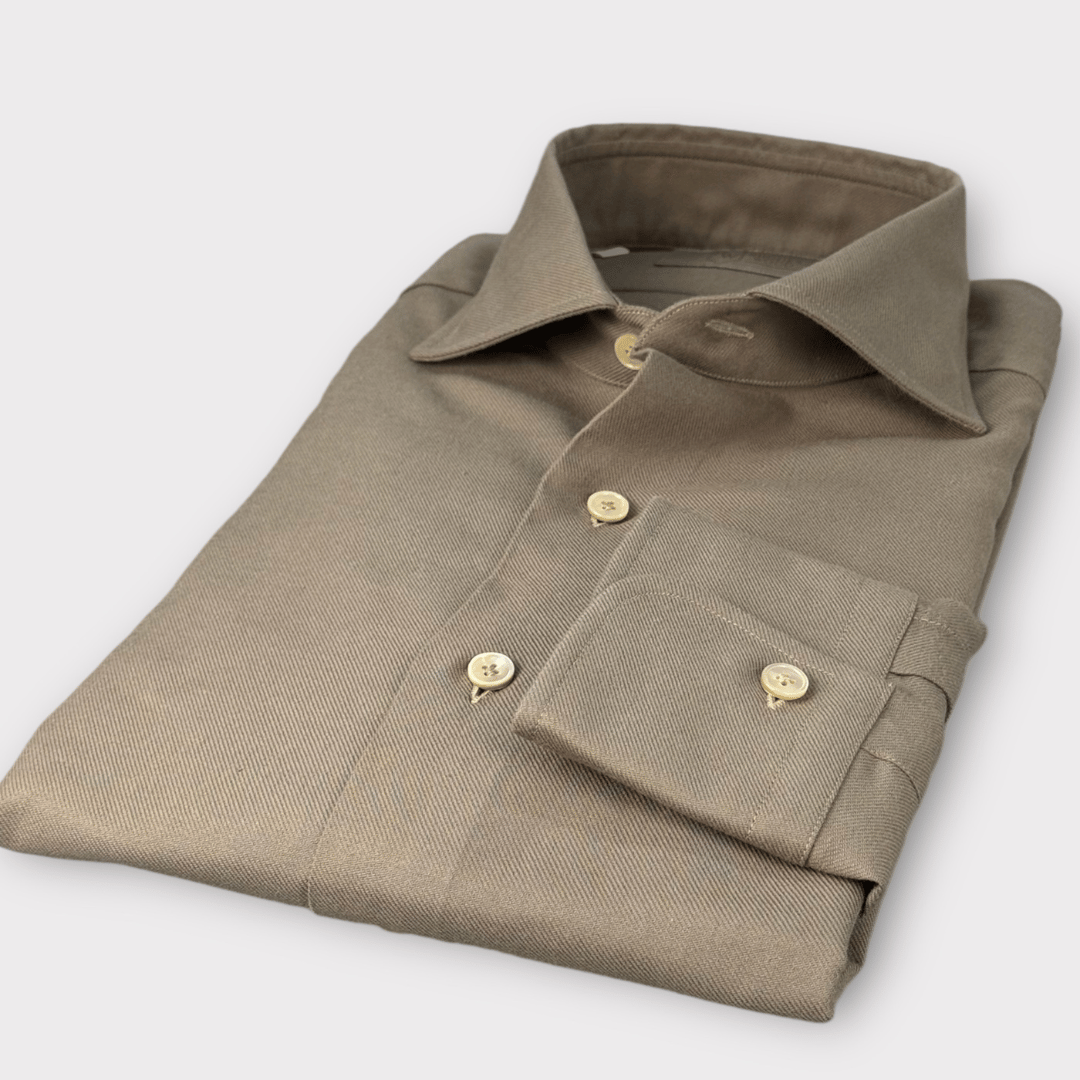 Khaki Soft cotton twill shirt