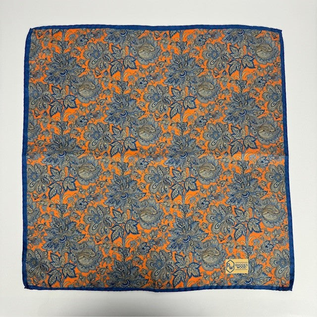 Orange floral pocket square