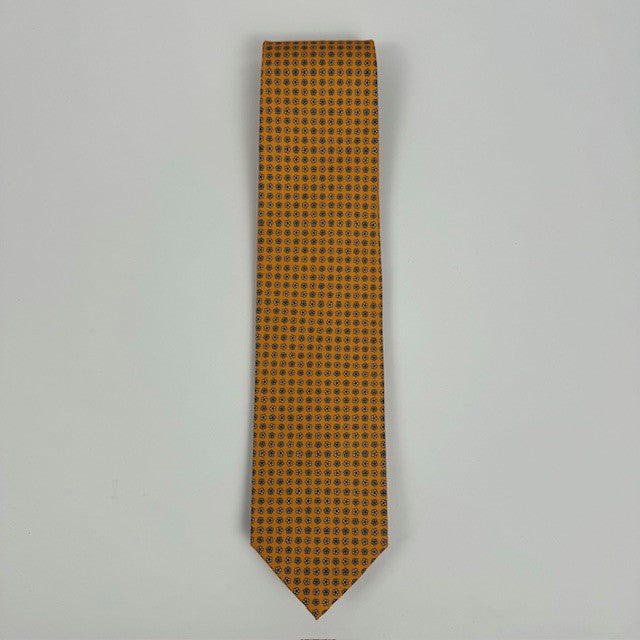 Orange and Navy small Medallion Tie