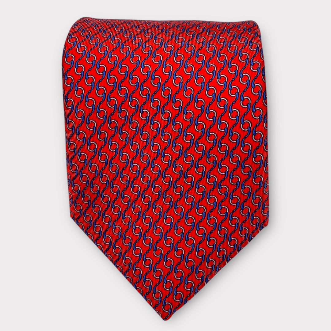 Rhodes Wood Red chain link tie 