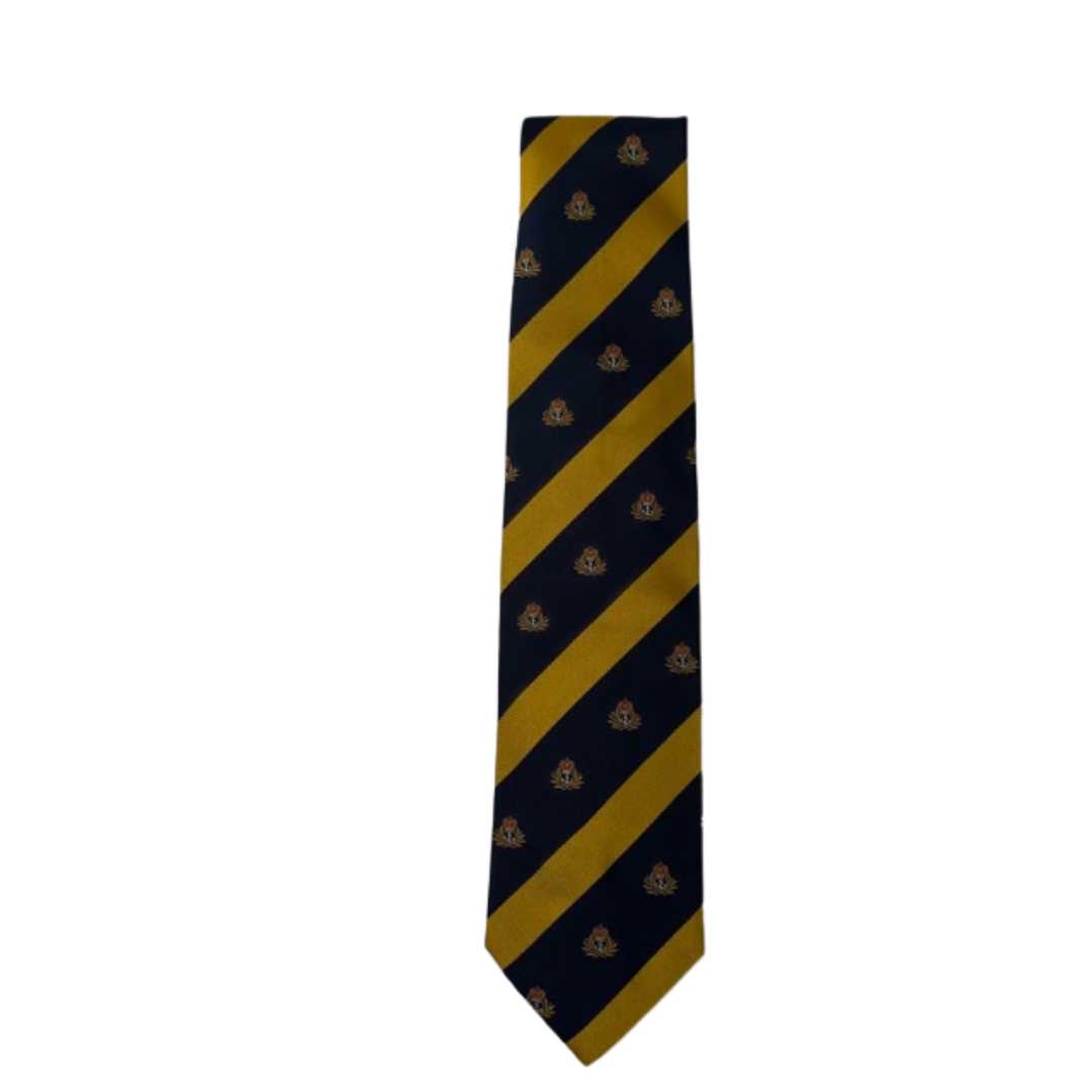 Rhodes Wood Yellow and Navy club stripe tie 