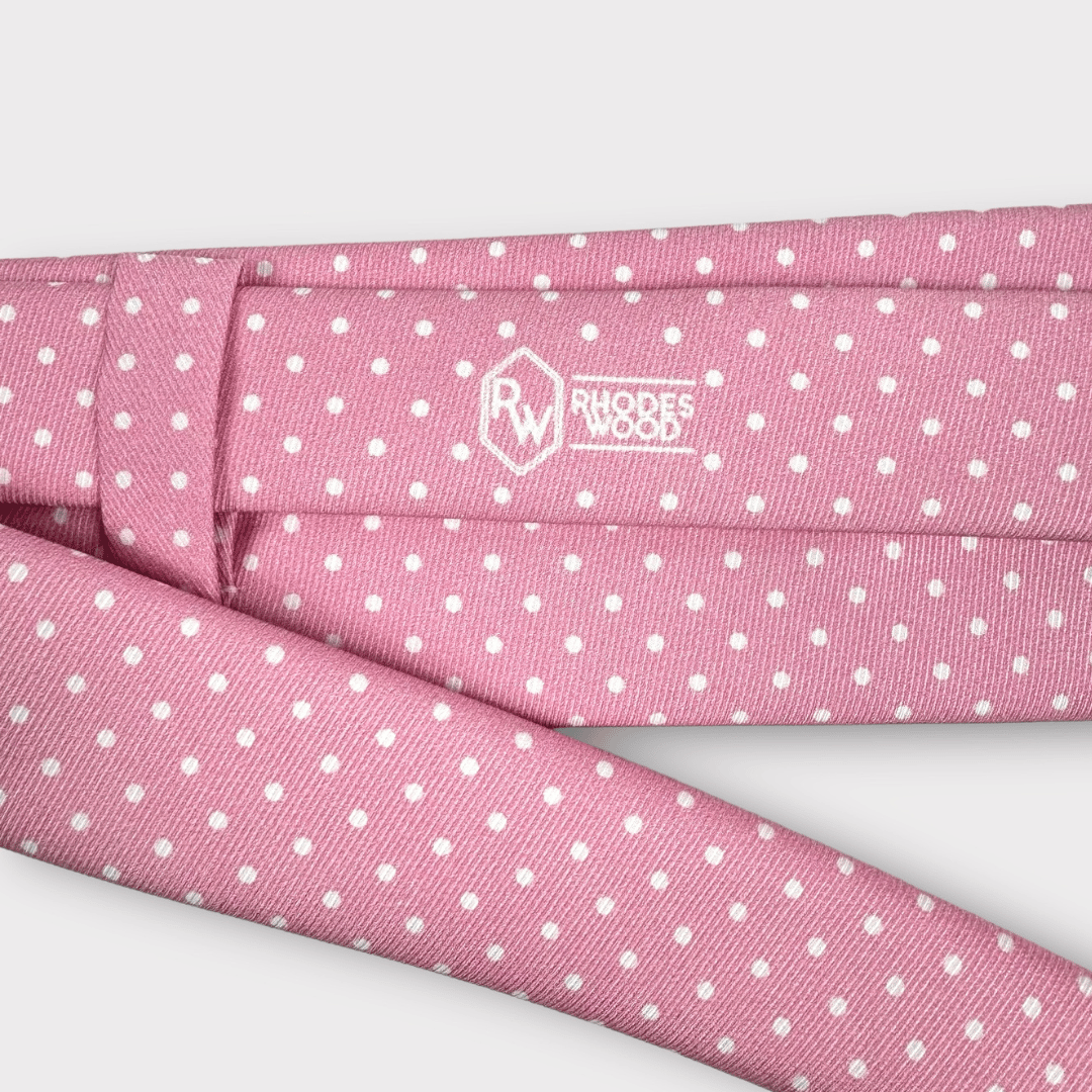 Pink and white spot tie